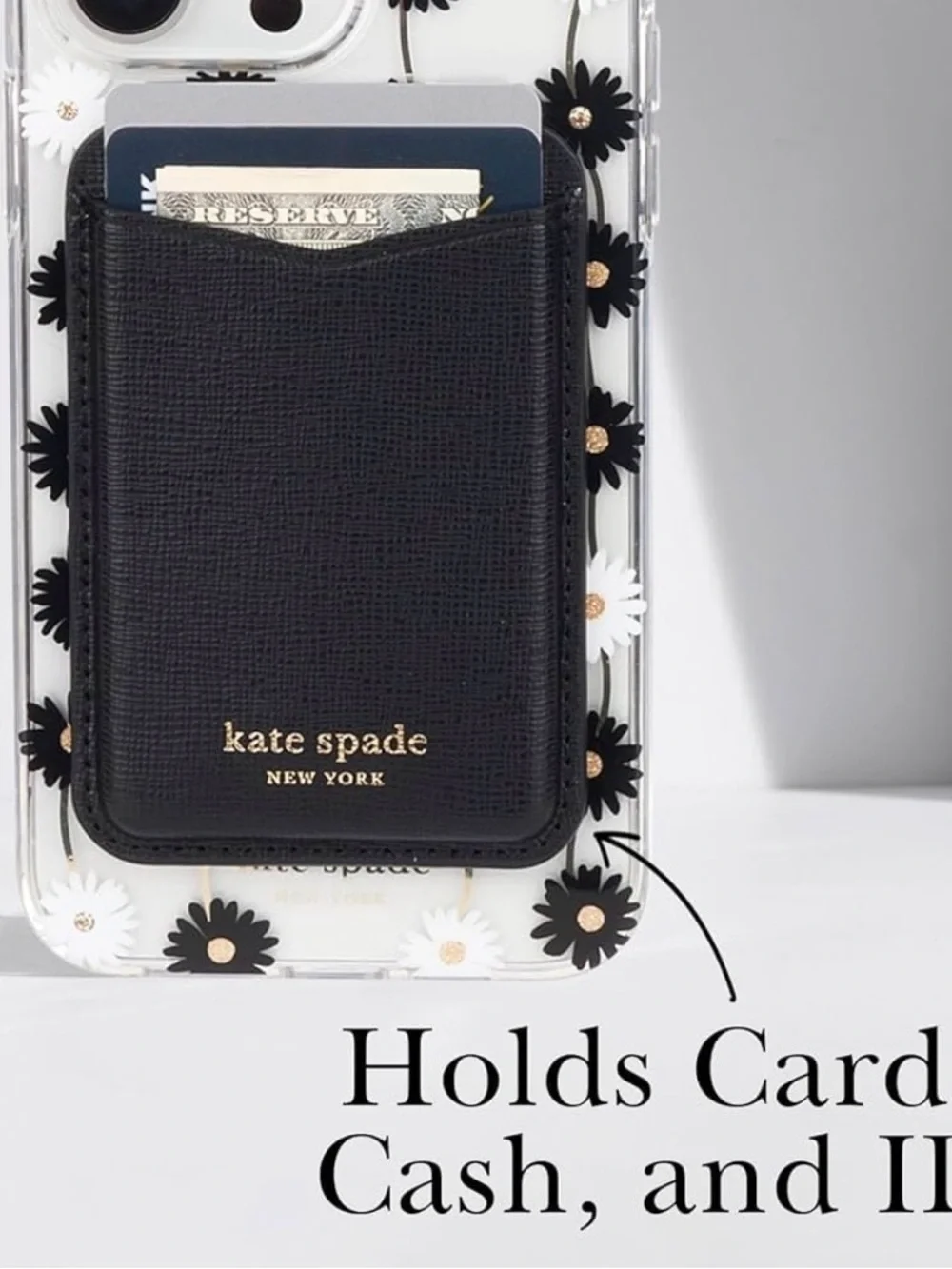 Kate Spade Stylish Magsafe Magnetic Black Phone Wallet NWT
